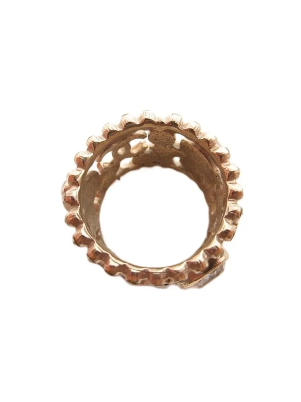 Chanel Ring Wide CC Logo Light Stone 10P Gold Colored